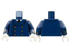 LEGO Ciemnoniebieska Minifigurka Tułów Kapitan Kurtka Złote guziki Krawat Białe ręce 23-10