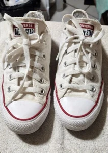 Converse Shoes All Star White Red &Blue Trim Women Size 6 Men Size 4 Low Cut - Picture 1 of 13