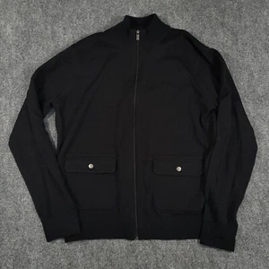 Michael Kors Cardigan Full Zip Sweater Mens Large Wool Blend Black Mock Neck NWT - Picture 1 of 11