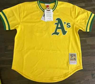 Jersey Pullover Mitchell & Ness Amarillo Oakland A'S Rickey Henderson BP Talla L 44 Foto 1 de 4