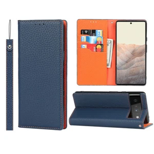 Echt Leder Booktsyle Klapphülle Ständer Magnet Flip Cover Wallet Case für Google - Bild 1 von 17