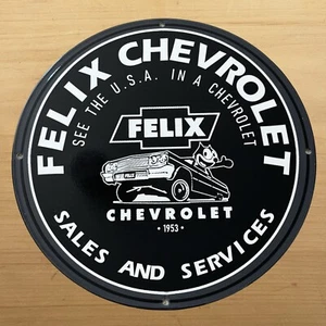 VINTAGE FELIX CHEVROLET PORCELAIN SIGN AUTO DEALER SERVICE STATION PUMP PLATE AD - Bild 1 von 8