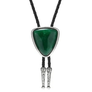 Dreieckige grüne Achat Stein Bolokrawatte Herren Freizeit Western Cowboy Accessoire neu - Bild 1 von 8