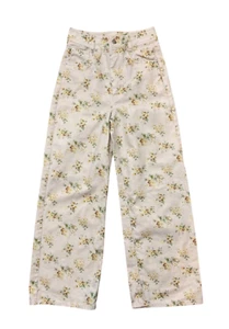 Jeans Sezane floreale vita alta gamba larga beige taglia FR 34 - Foto 1 di 7