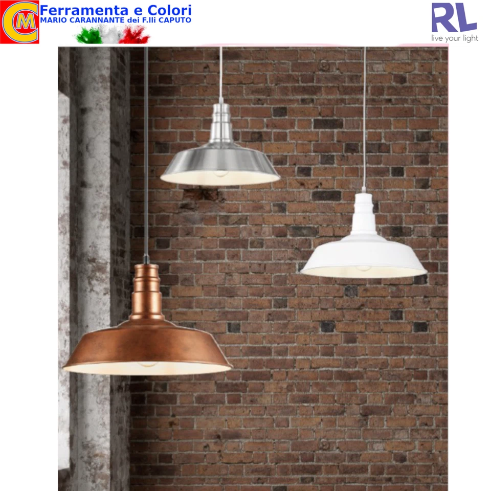 Lampada A Sospensione Bianca Rame Vintage ? 36cm 150cm E27 max 60W Regolabile - Immagine 1 di 1