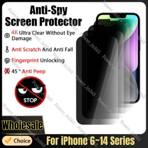 Privacy Screen Protector Lot For iPhone 6 7 8 X XR 11 12 13 14 Pro Max Wholesale - Picture 1 of 26