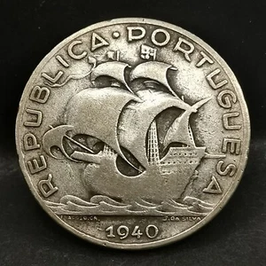 5 ESCUDOS ARGENT 1940 CARAVELLE PORTUGAL / SILVER - Picture 1 of 2