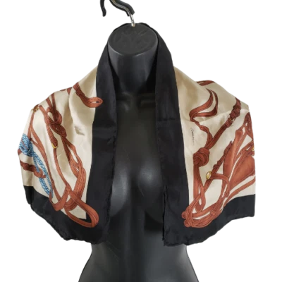 CODELLO Mujer Bufanda Negro Marrón Caballo Arnés Motivo 34x34 Envoltura Cuadrada Foto 1 de 4