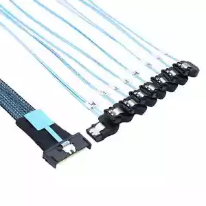 MCIO SFF-8654 8i PCI-E Ultraport Slimline 5.0 To 8X SATA 7P Right Female Cable - Picture 1 of 24