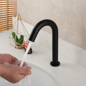 Grifo mezclador de grifo de lavabo manos libres sensor lavabo recipiente baño negro sin contacto - Imagen 1 de 10
