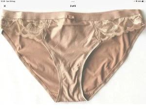 🎀BIKINI KNICKERS 🩲SIZE 28 M&S RICH AMBER WITH LACE SIDES COMFORT WAISTBAND NEW - Picture 1 of 4