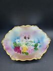 Vintage Carlsbad China Austria handpainted signed Floral Gold scalloped Plate