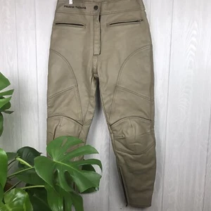 Lady Rider Frank Thomas Women Leather Motorcycle Riding Pants Beige Medium UK 14 - Foto 1 di 12