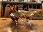 Pitcher with HAND BLOWN TORTOISE LEOPARD CHEETAH GOBLETS Clear Stem ( Set of 5 )