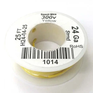 H24-04-25 25FT 24AWG YELLOW Stranded Electronic Hook Up 300V Wire UL1007 80C - Picture 1 of 1