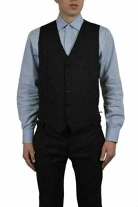 Dolce & Gabbana Men's Black 100% Wool Striped Button Down Vest US 38 IT 48 - Picture 1 of 3