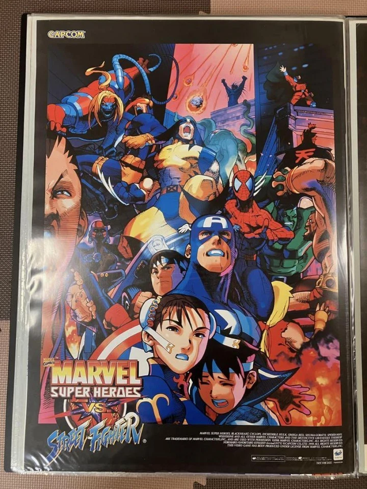 Marvel Super Heroes vs Street Fighter Poster 51.5cm x 73cm Sega Saturn Capcom - Image 1 of 1