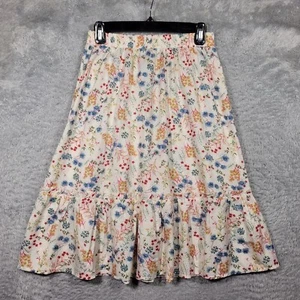 Allegra K Skirt Womens Small Floral Printed Chiffon Elastic Waist Ruffle Tiered - Picture 1 of 8