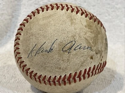 RARE Hank Aaron 1960's AUTO'D GAME USED ONL Feeney Ball, Atlanta Braves, PSA! - Image 1 of 4