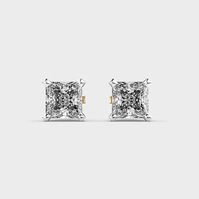 2 ct Princess Cut Solitaire VS1 GIA Certified Lab Grown Diamond 18k Stud Earring - Image 1 of 4