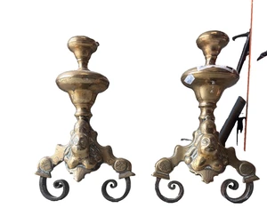 Paire De Chenets Style Louis XVI,  XIXÈME en Bronze - Imagen 1 de 2