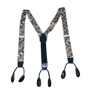 Tirantes ajustables vintage con estampado de cachemira en forma de Y accesorios de botón de cuero  - Imagen 1 de 3