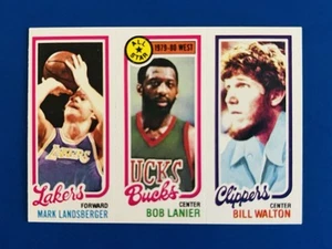 1980-81 Topps Walton, Lanier & Landsberger Tri-Panel Vintage Basketball Card - Picture 1 of 2
