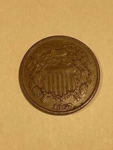 1867 US 2 Cent Piece - Picture 1 of 2