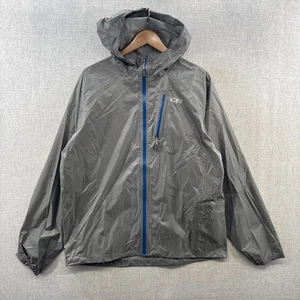 Outdoor Research Helium II Rain Jacket Mens Large Gray Full Zip Pertex Hooded - Picture 1 of 17