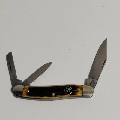 Vintage JA Henckels Whittler Folding Pocket Knife Bone Handles Black Shield - Image 1 of 4