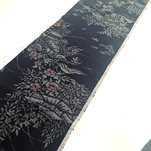 Black Manor #D 7x82-2.28yd LONG Vintage Japanese Tsumugi Silk Kimono Fabric TJ9 - Picture 1 of 7