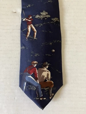 Andre Gianni Men's Necktie Tie Silk Satin Vintage Baseball Players Made USA 57" - Image 1 of 4