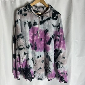 VS VICTORIAS SECRET PINK VARSITY HALF ZIP PULLOVER SWEATER JACKET TOP TIE DYE XL - Picture 1 of 11