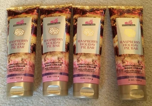NEU (Menge 4) Bath & Body Works Raspberry Holiday Pie Bar Körpercreme 8 Unzen ea. - Bild 1 von 3