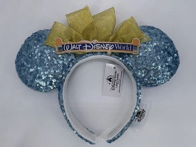 Diadema lentejuelas azules orejas de Mickey Minnie Mouse 2025 Walt Disney World Disney Foto 1 de 2
