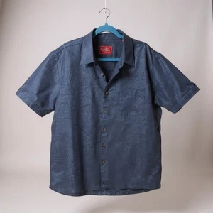 Camisa Woodys Retro Lounge Para Hombres Azul Marino Estampado de Hojas Tropicales Manga Corta XL - Imagen 1 de 7