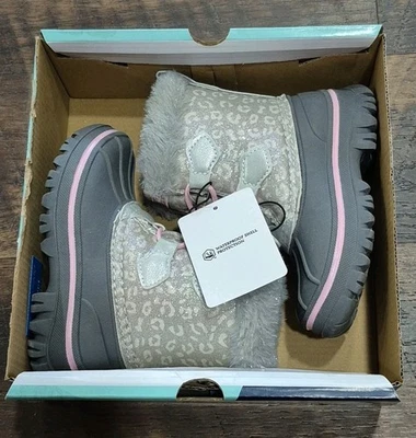 Magellan Outdoors Toddler Girl Snow Boots White Glitter Silver Faux Fur Size 8 - Image 1 of 4