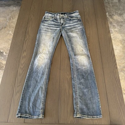 Buckle BKE Aiden Bootcut Jeans Mens 29x34 Blue Distressed Premium Stretch Denim - Image 1 of 4