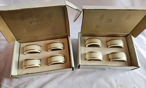 8er Set Vintage Gorham Porzellan Serviettenringe Elfenbein mit Goldrand - Bild 1 von 6