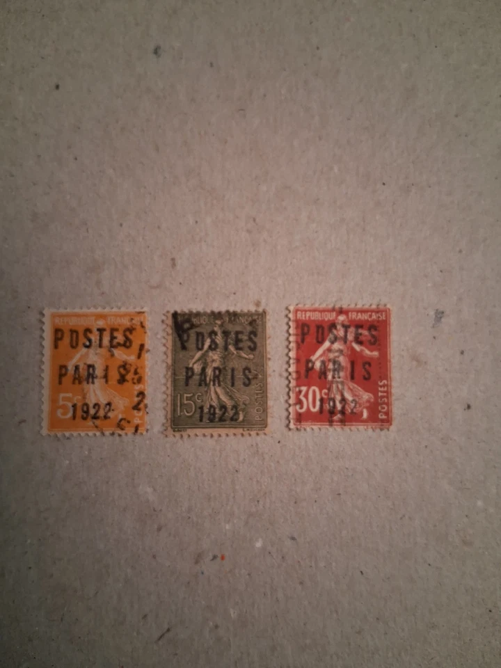  Timbres de France Préoblitéré Oblitéré N 30/31/32    Postes PARIS 1922 - Photo 1/1