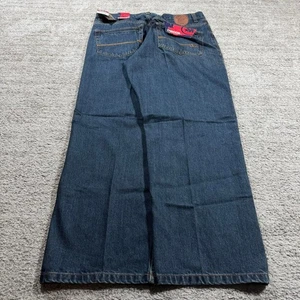 Baggy Wide Leg Y2K 2000s Loose Fit Embroidered Stitched Skater Mecca Denim Jeans - Picture 1 of 6