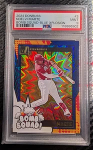 2024 Panini Donruss - Bomb Squad Noelvi Marte #3 Blue Xplosion /49 (RC) PSA 9 - Picture 1 of 2