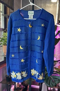 EUC Women The Quacker Factory Long Sleeve Full Zip Sweater Size L - Picture 1 of 6