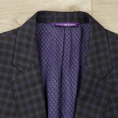 Ted Baker Sport Coat Men's 44L Blue Brown Plaid Wool Two Button Double Vented - Image 1 of 4