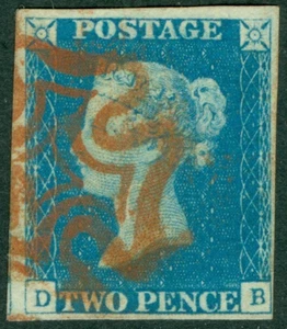 SG 5 1840 2d targa blu 1 lettera DB. Usato molto bene con croce rossa maltese.. - Foto 1 di 2