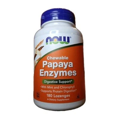 NOW Foods Vitaminas Masticables Enzimas de Papaya 180 Pastillas - Apoyo Digestivo NUEVO Foto 1 de 4