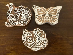 Set of 3 Shapes various Design Printing Block Wooden Stamp New WBS 38 - Picture 1 of 5