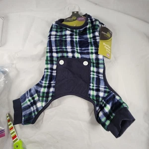 Pigiama cane in flanella a quadri blu verde Pawslife nuovo taglia small - Foto 1 di 6