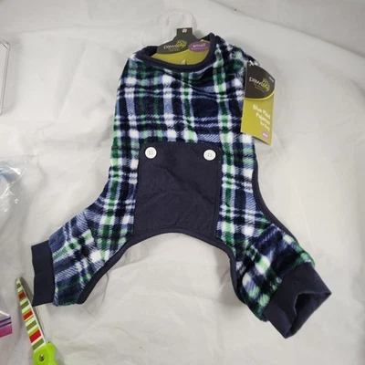 New Pawslife Blue Green Plaid Flannel Dog Pajamas Size Small - Image 1 of 4