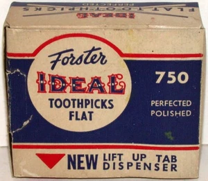 Vintage box FORSTER IDEAL TOOTHPICKS Flat Wilton Maine with most of its contents - Picture 1 of 5